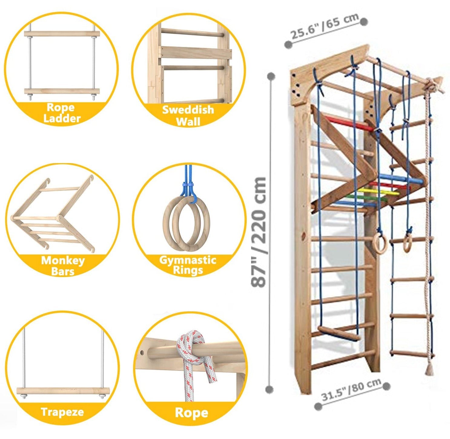 3in1 Set - Swedish Ladder, Climbing Playground, Gym - CleverWood