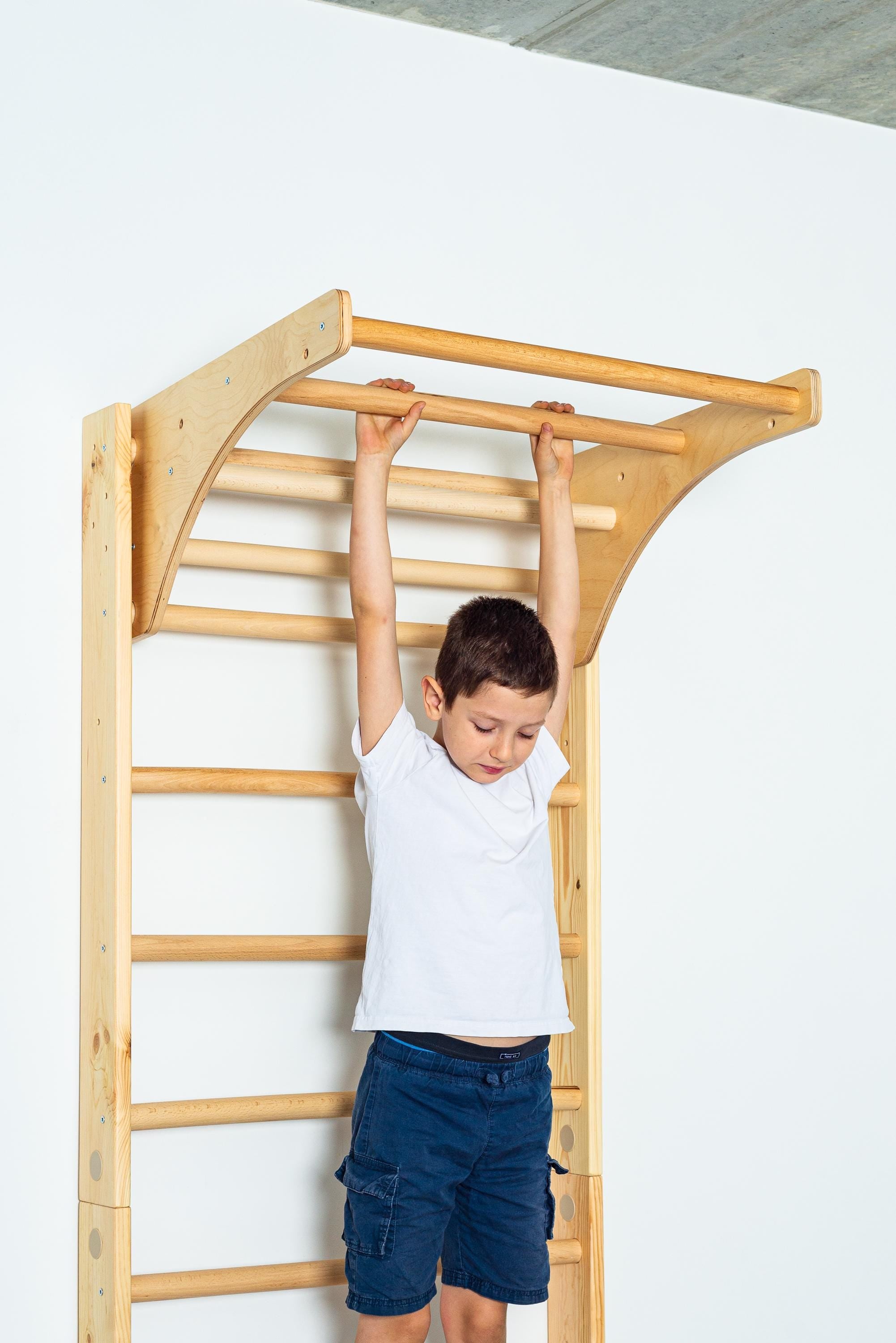 Swedish Sport Ladder with Adjustable Pull-up bar for Home exercises - Wall Stall bars for gymnastic