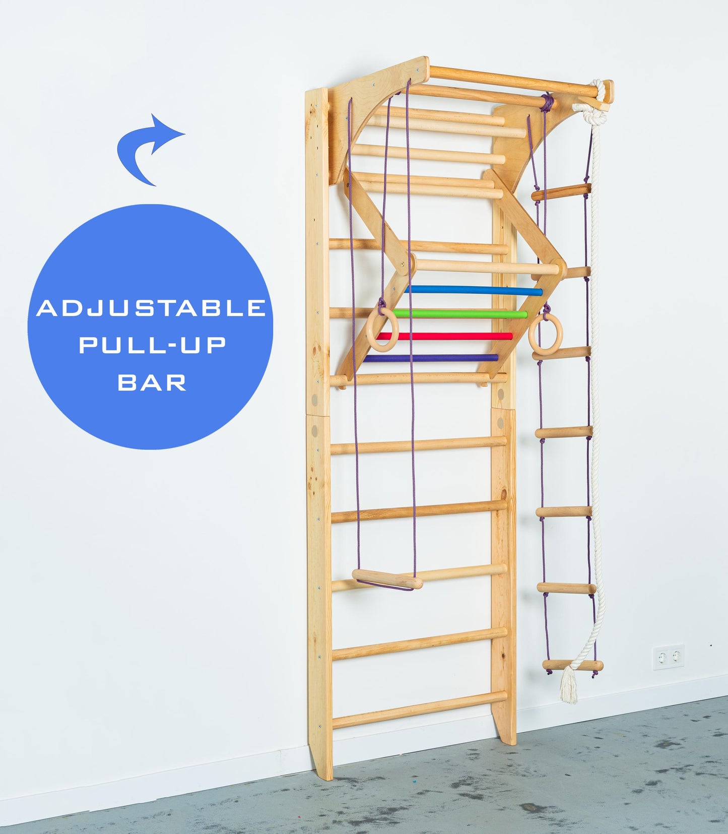 Sport Ladder with Adjustable Pull-Up Bar, Rope Attachments and Monkey Triangle – Perfect Christmas and Birthday Gift for Active Families