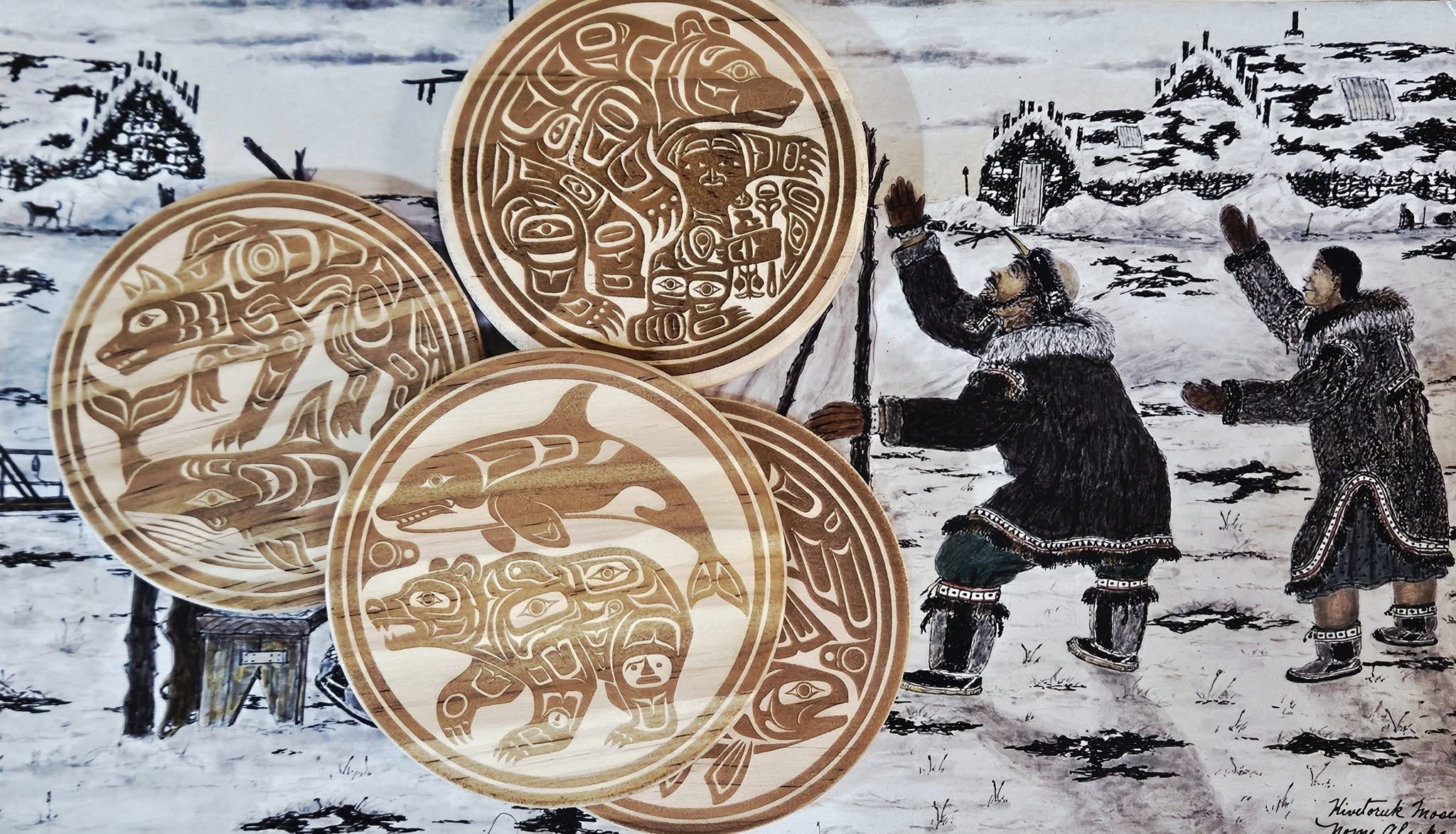Set of 4 coasters - Native Alaska