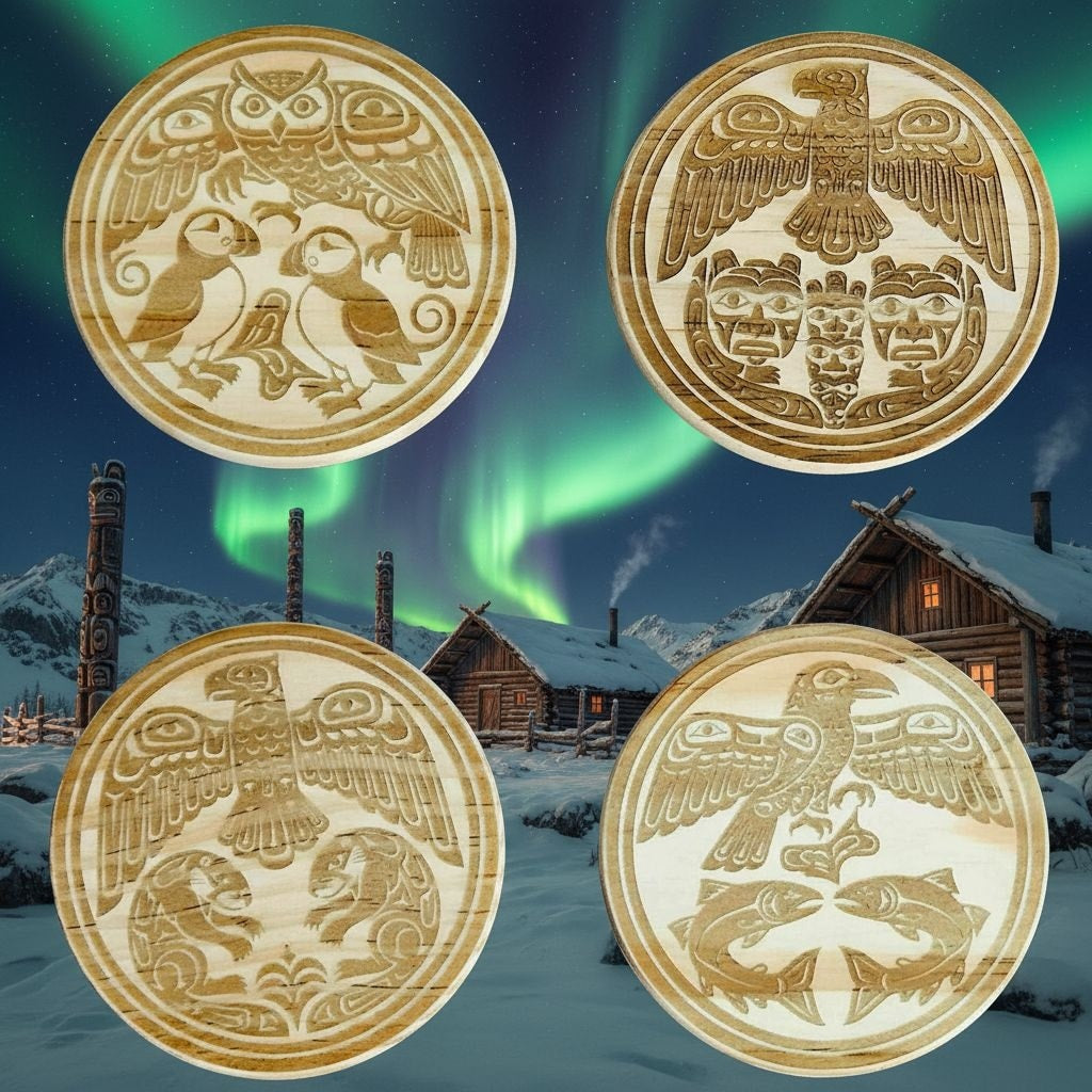 Set of 4 coasters - Native Alaska-2