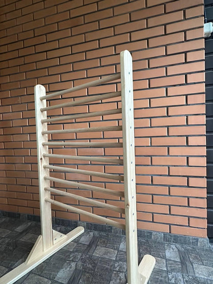 Wooden Ladder Stand for Rehab and Pediatric Physical Therapy Exercises & Activities - Adapted Yoga for Kids and Adults