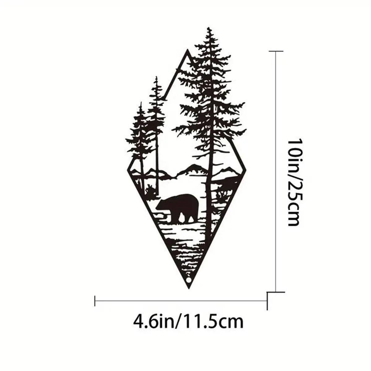 Rustic Forest Animal Metal Wall Art – Set of 2 | Deer & Bear Nature Scene | Mountain Cabin Wall Decor | Steel Home Accent