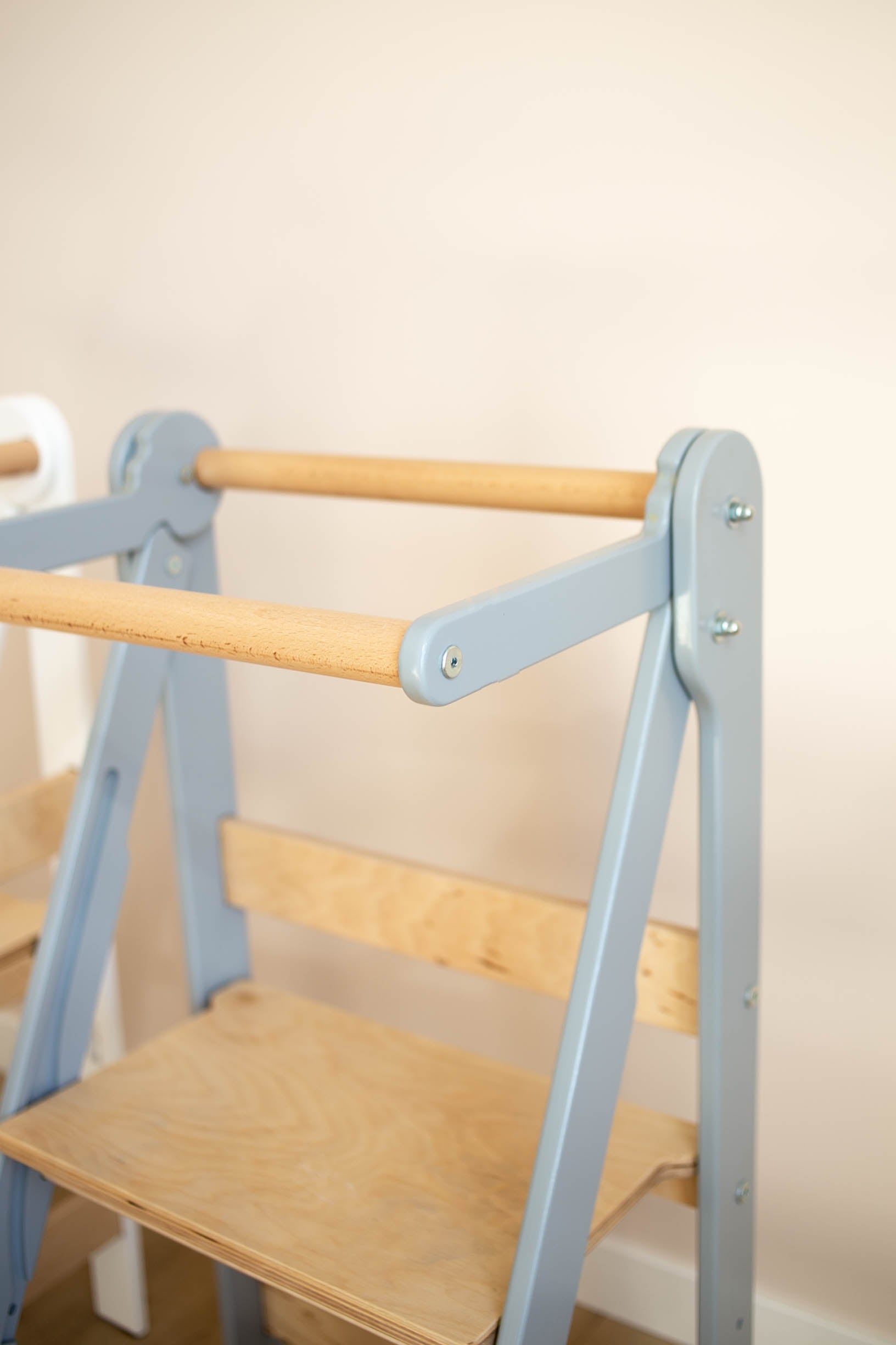 Folding Helper Tower – Wooden Toddler Kitchen Tower with Safety Rail - Step Stool