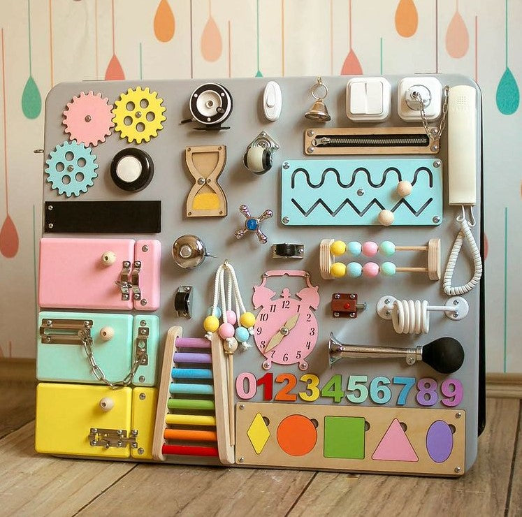 Montessori Busy Board - Sensory Toy for Kids - First Birthday Gift