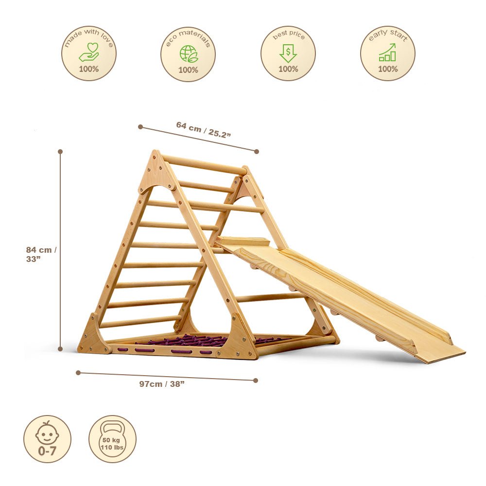 Activity triangle planground for kids 0 - 7 y.o. - CleverWood