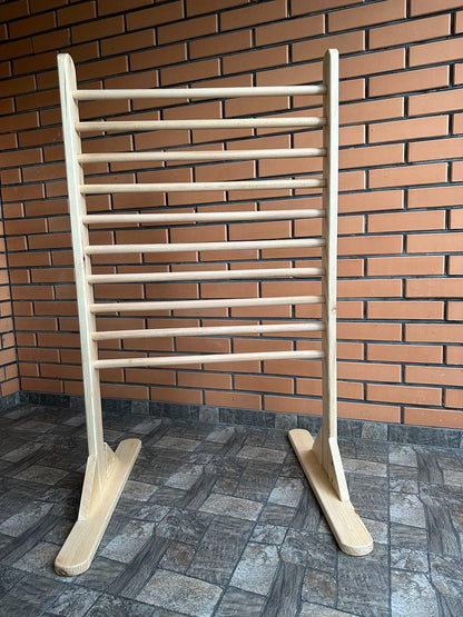 Wooden Ladder Stand for Rehab and Pediatric Physical Therapy Exercises & Activities - Adapted Yoga for Kids and Adults