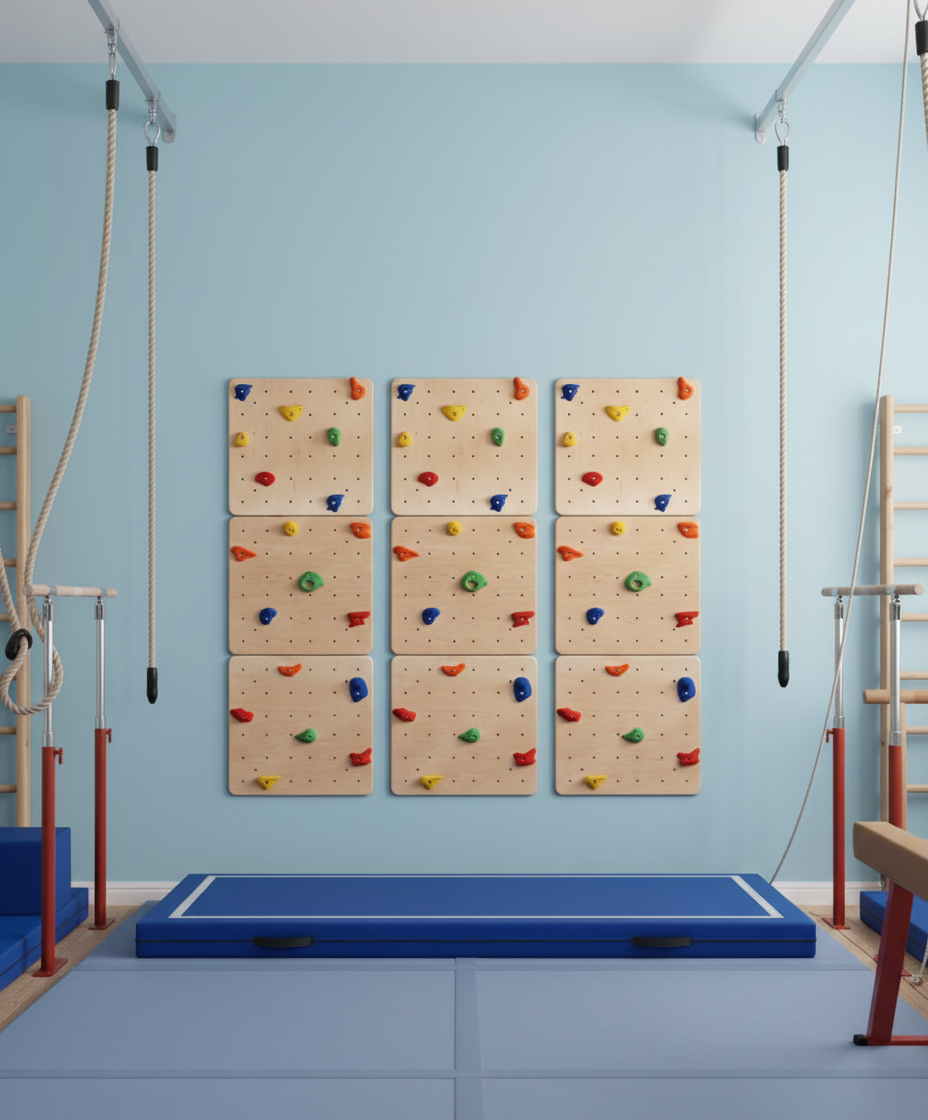 Set of Clear Wooden Climbing Wall Panels for Kids and Adults