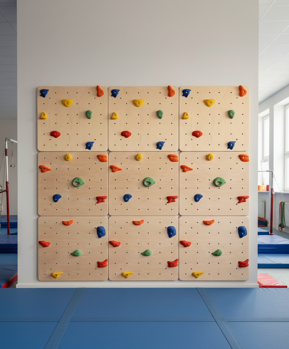 Set of Clear Wooden Climbing Wall Panels for Kids and Adults
