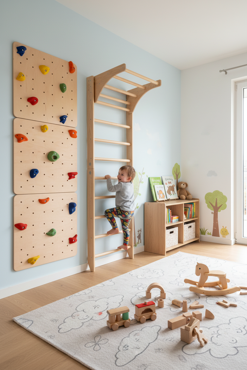 Set of Clear Wooden Climbing Wall Panels for Kids and Adults