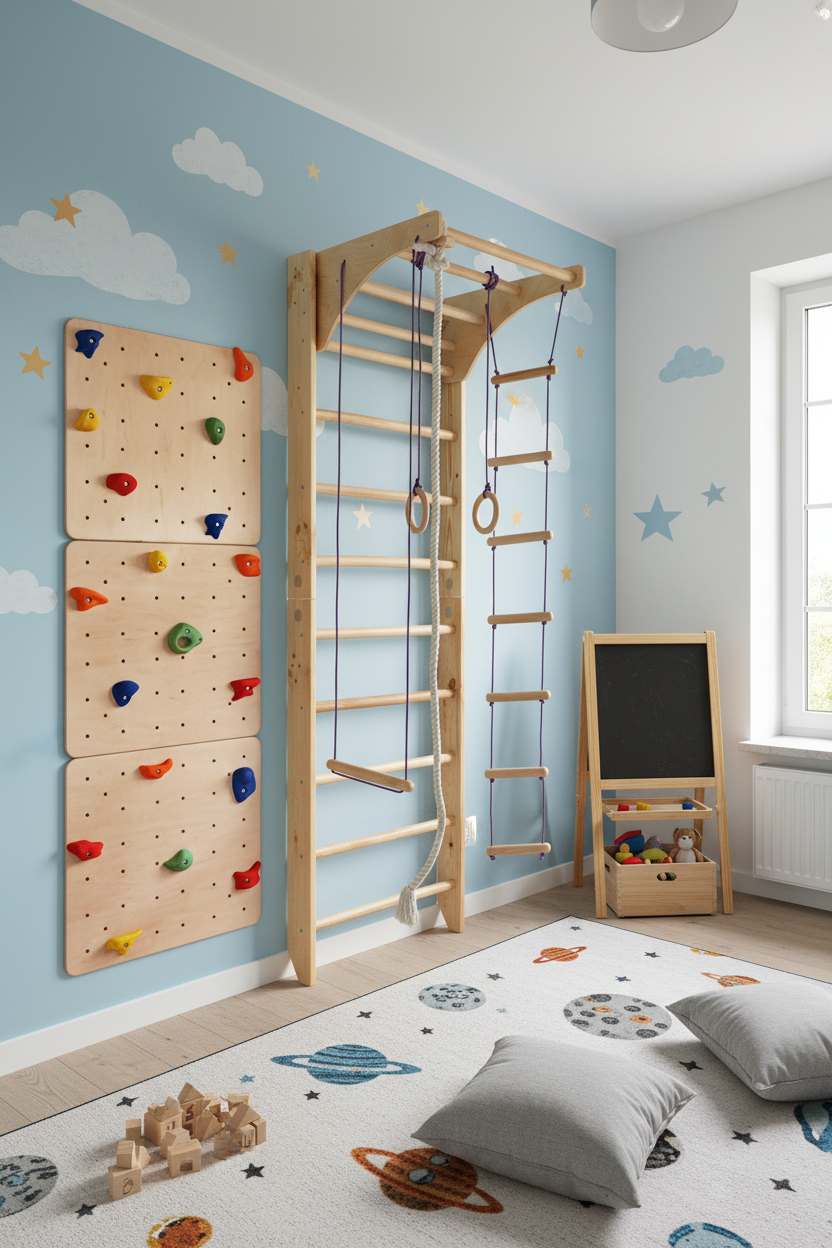 Set of Clear Wooden Climbing Wall Panels for Kids and Adults