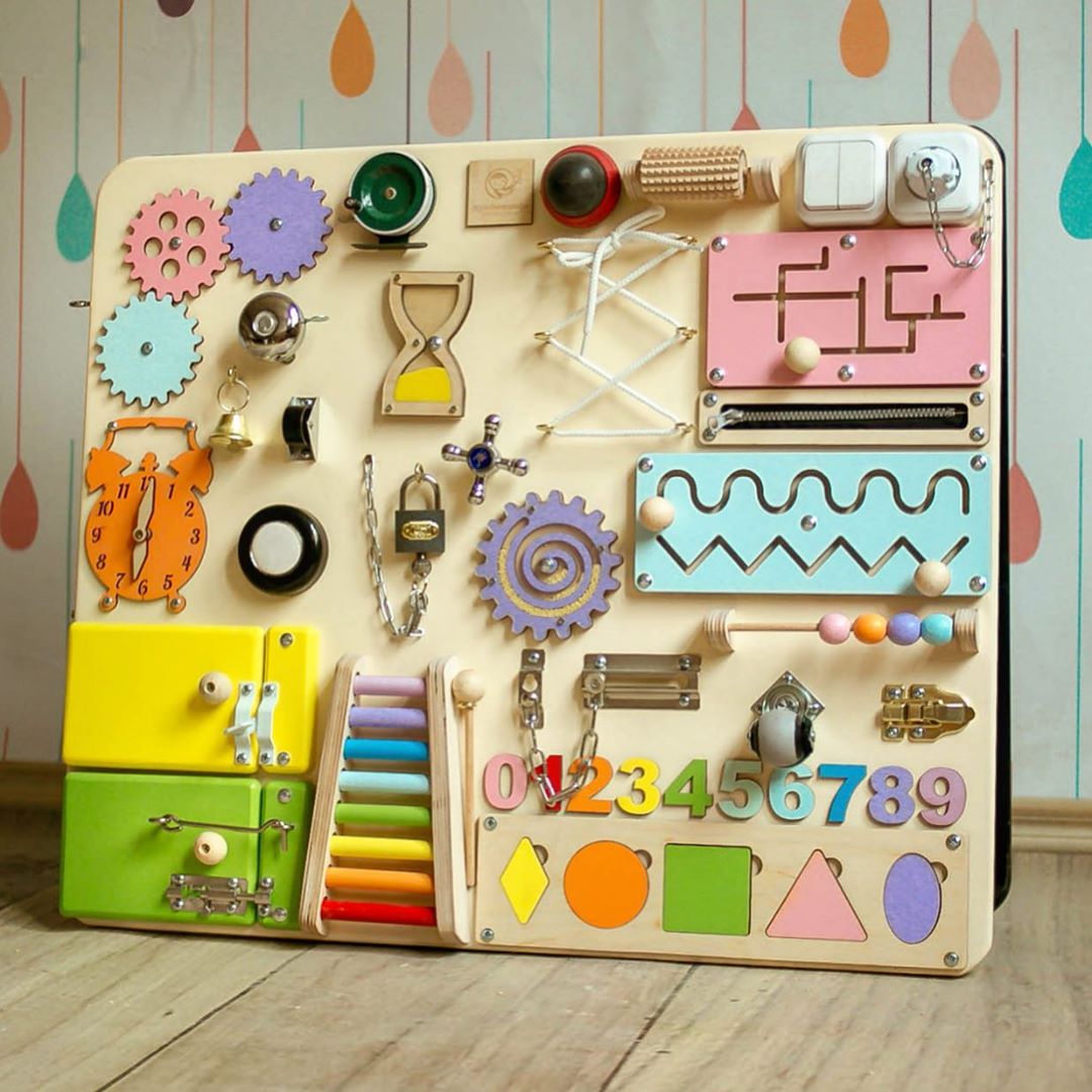 Montessori Busy Board - Sensory Toy for Kids - First Birthday Gift