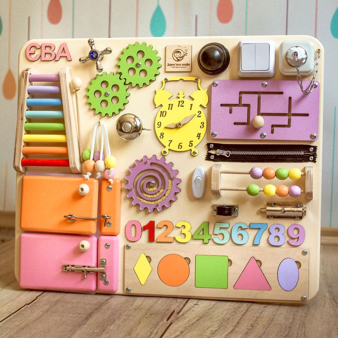 Montessori Busy Board - Sensory Toy for Kids - First Birthday Gift