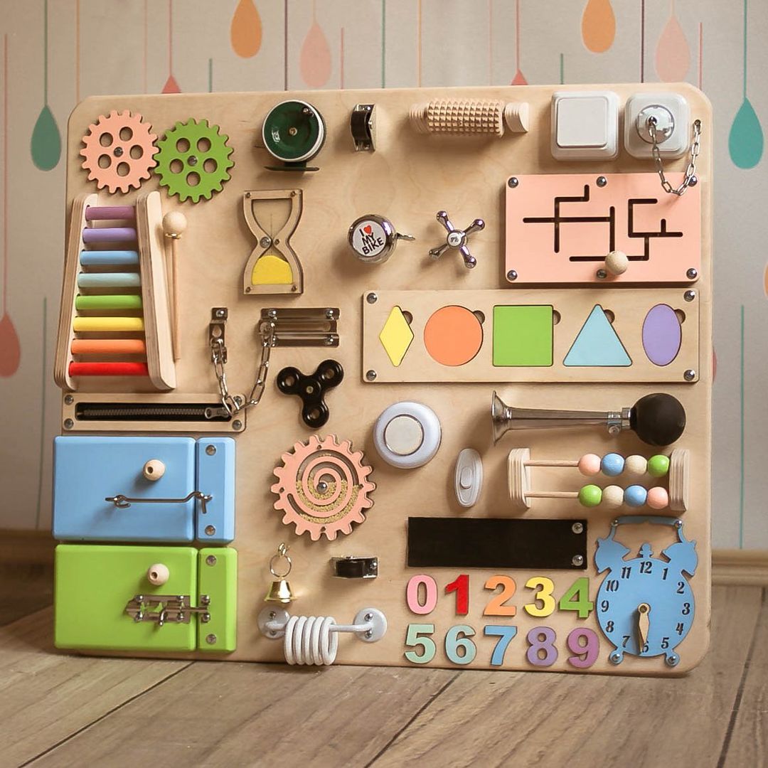 Montessori Busy Board - Sensory Toy for Kids - First Birthday Gift