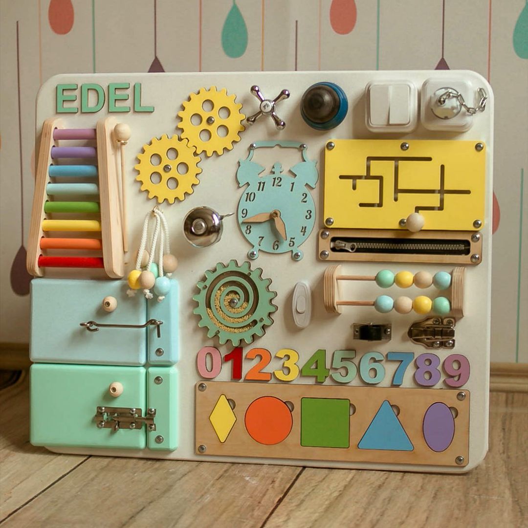 Montessori Busy Board - Sensory Toy for Kids - First Birthday Gift