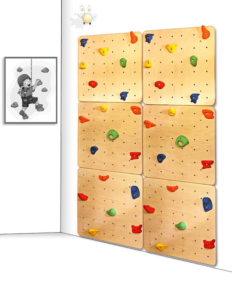 Set of Clear Wooden Climbing Wall Panels for Kids and Adults