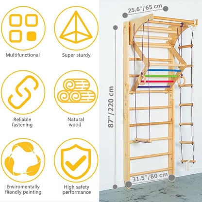 Sport Ladder with Adjustable Pull-Up Bar, Rope Attachments and Monkey Triangle – Perfect Christmas and Birthday Gift for Active Families