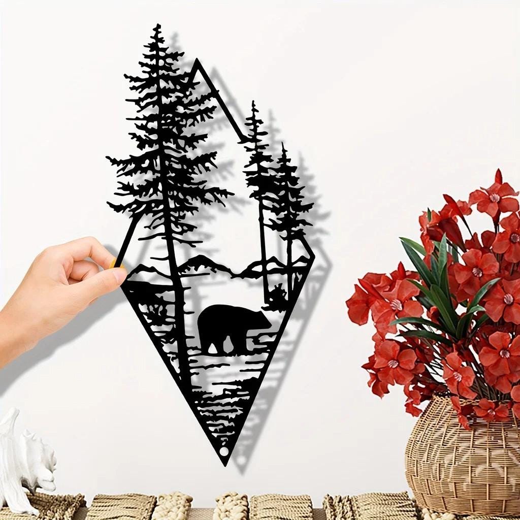 Geometric Bear Forest Metal Wall Art – CleverWood