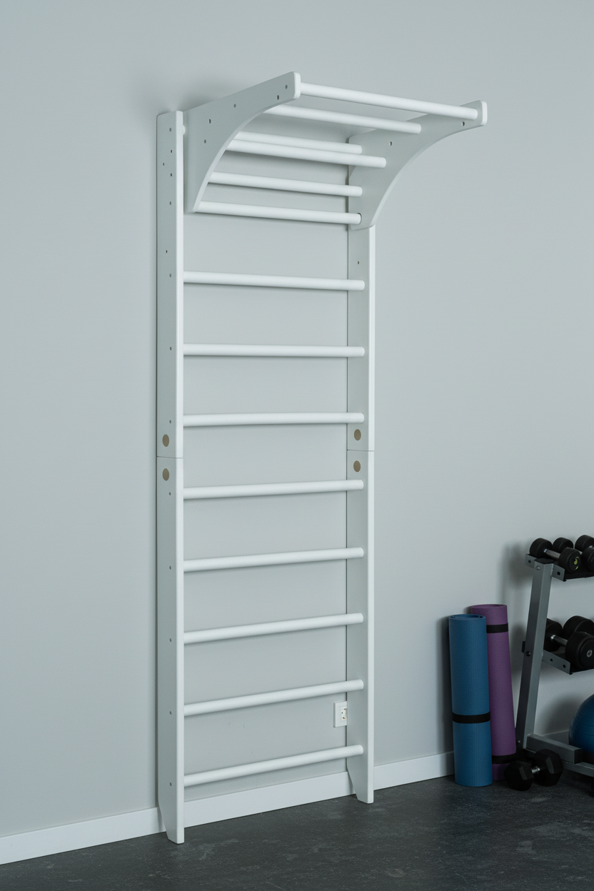 White Swedish Sport Ladder with Adjustable Pull-up bar for Home exercises