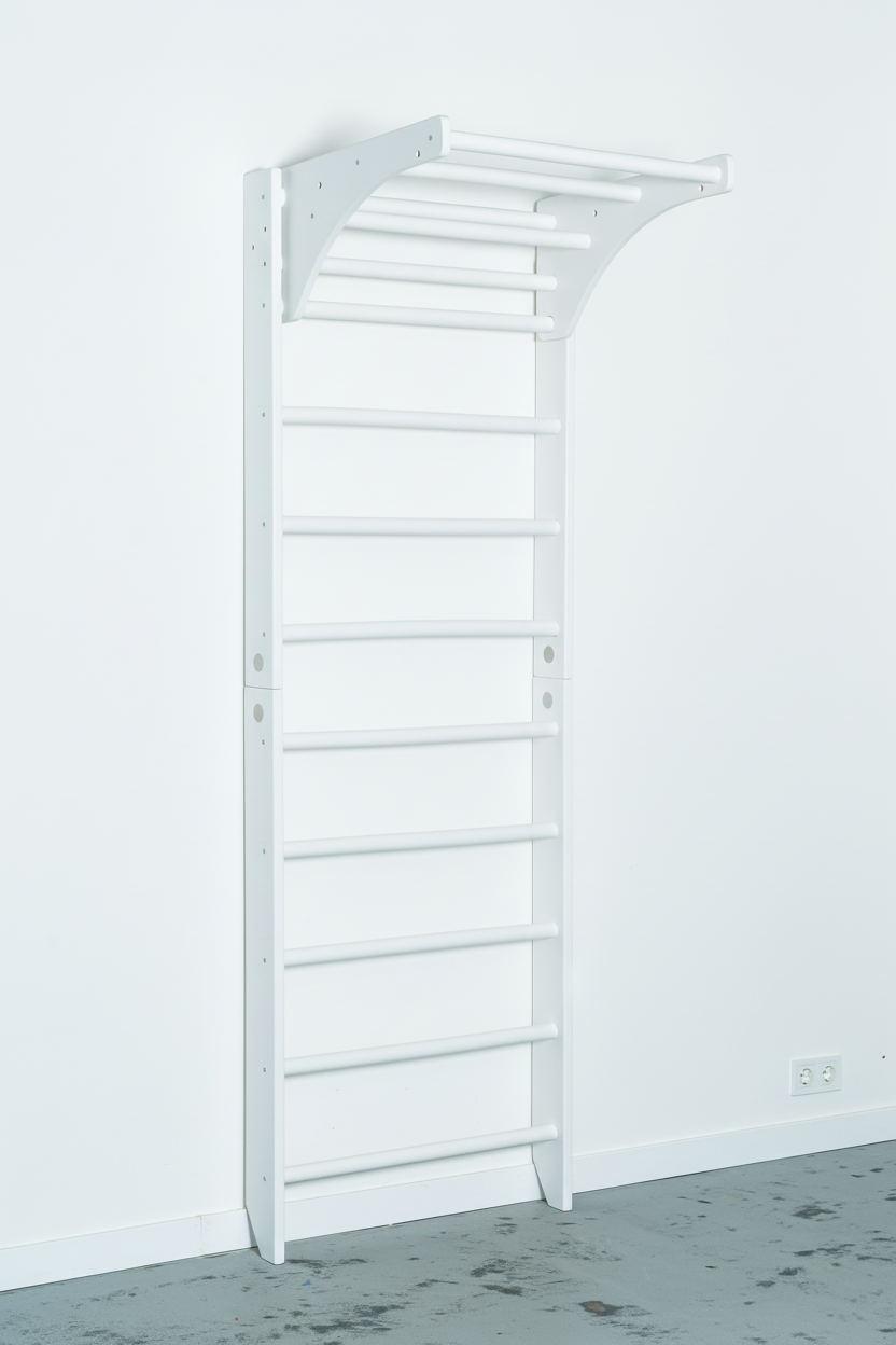 White Swedish Sport Ladder with Adjustable Pull-up bar for Home exercises