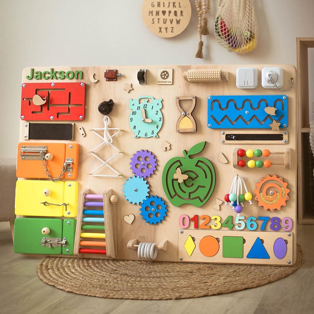 Large Montessori Busy Board For Motor Skills Development and Education - CleverWood