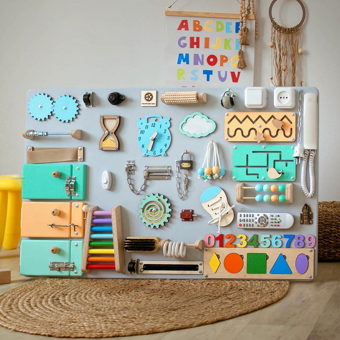 Large Montessori Busy Board For Motor Skills Development and Education - CleverWood