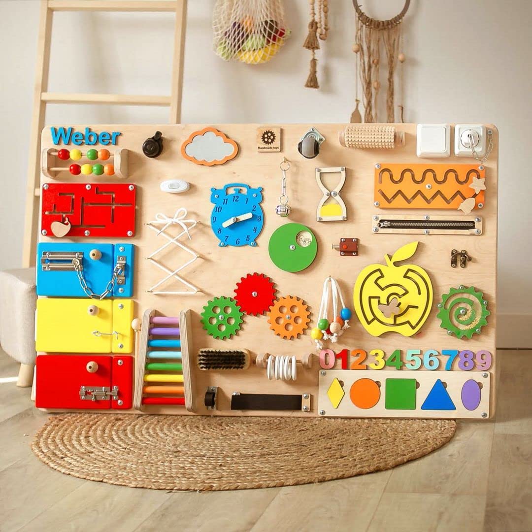 Large Montessori Busy Board For Motor Skills Development and Education - CleverWood