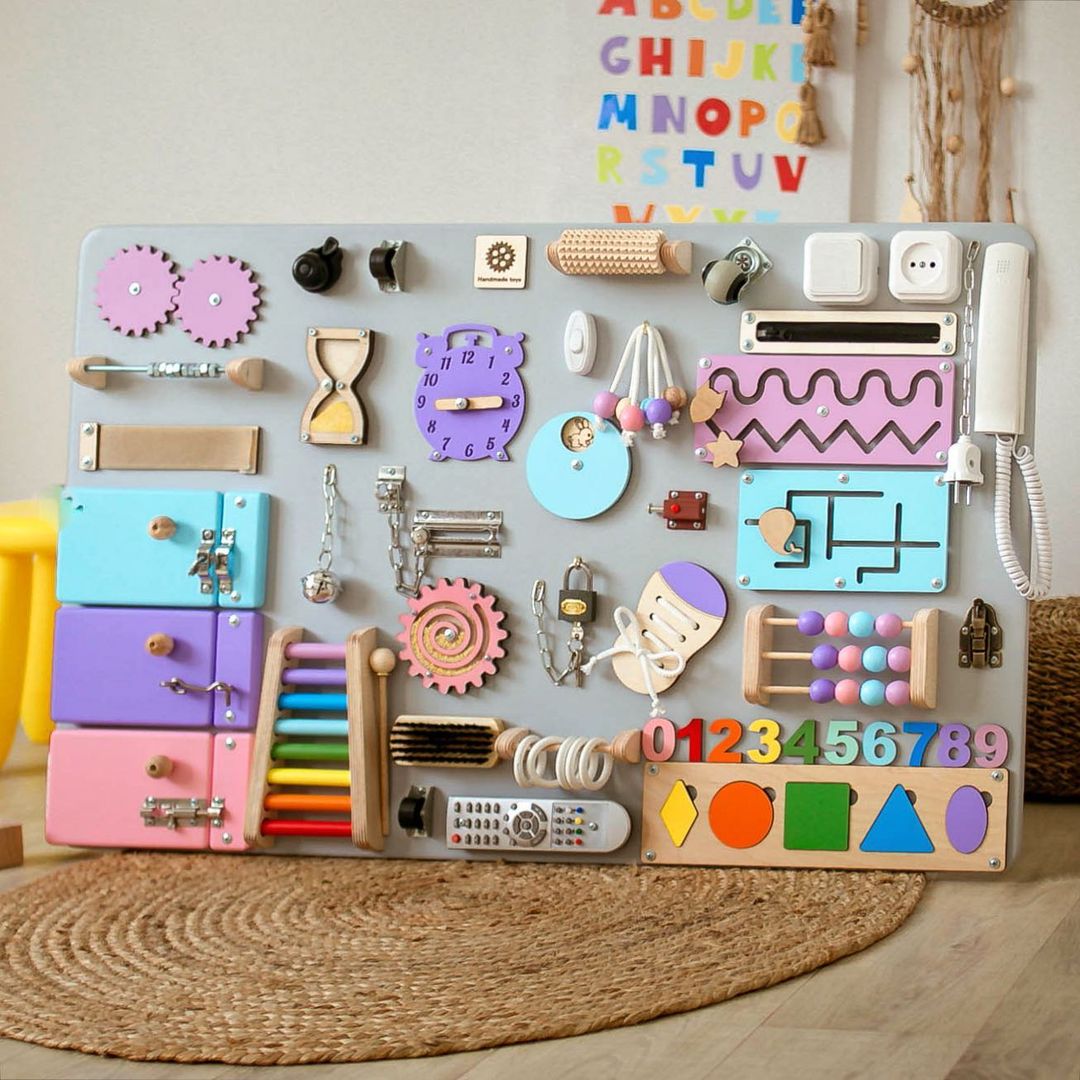 Large Montessori Busy Board For Motor Skills Development and Education - CleverWood