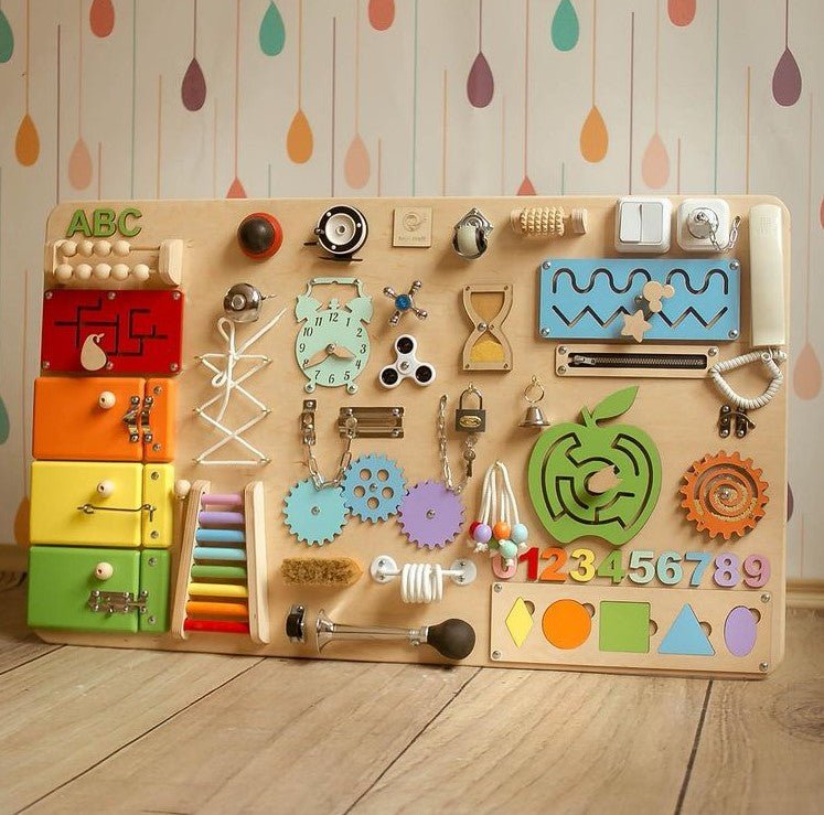Large Montessori Busy Board For Motor Skills Development and Education - CleverWood