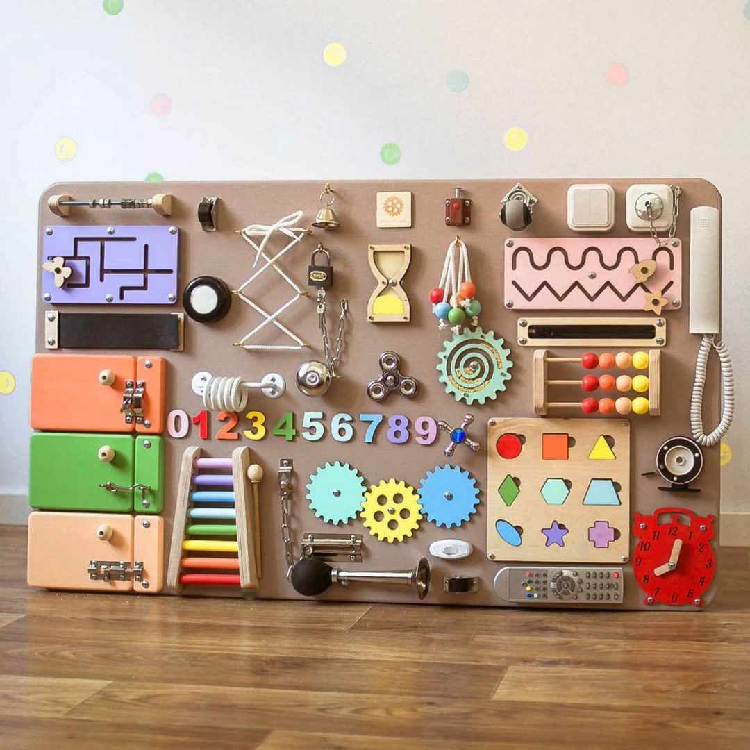 Large Montessori Busy Board For Motor Skills Development and Education - CleverWood