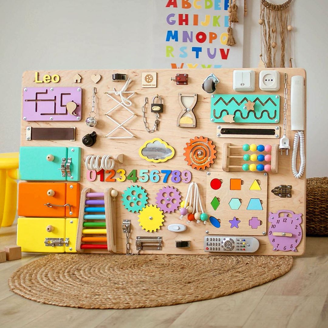 Large Montessori Busy Board For Motor Skills Development and Education - CleverWood