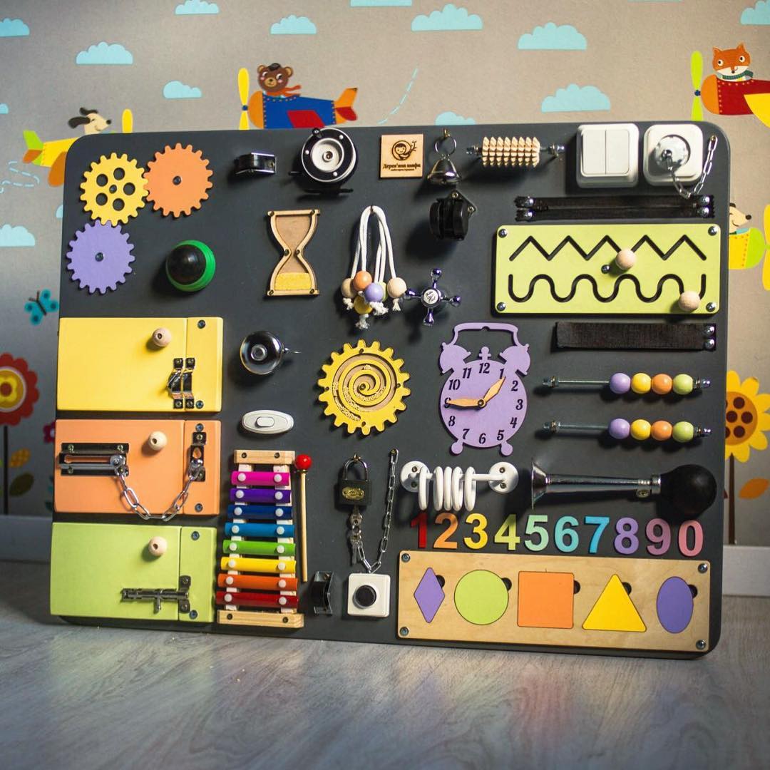 Medium Educational Busy Board for Brain and Motor Skills Development - CleverWood