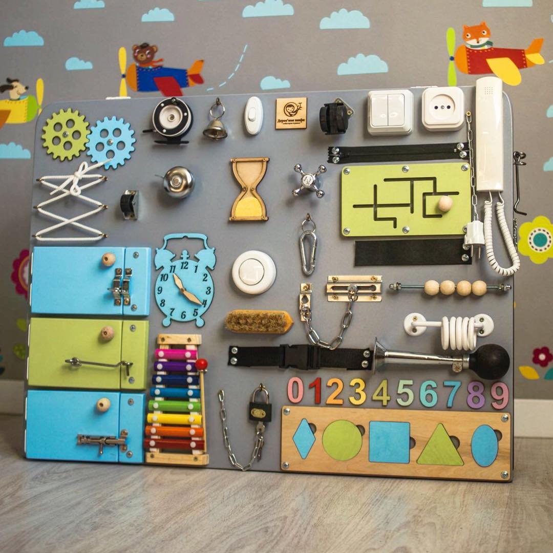Medium Educational Busy Board for Brain and Motor Skills Development - CleverWood