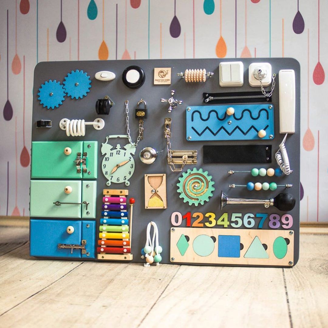 Medium Educational Busy Board for Brain and Motor Skills Development - CleverWood