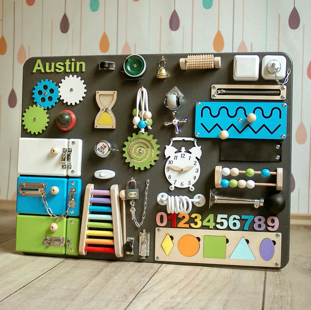 Medium Educational Busy Board for Brain and Motor Skills Development - CleverWood