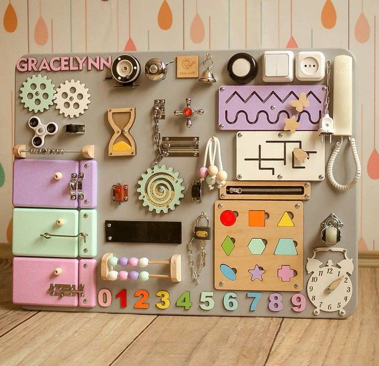 Medium Educational Busy Board for Brain and Motor Skills Development - CleverWood