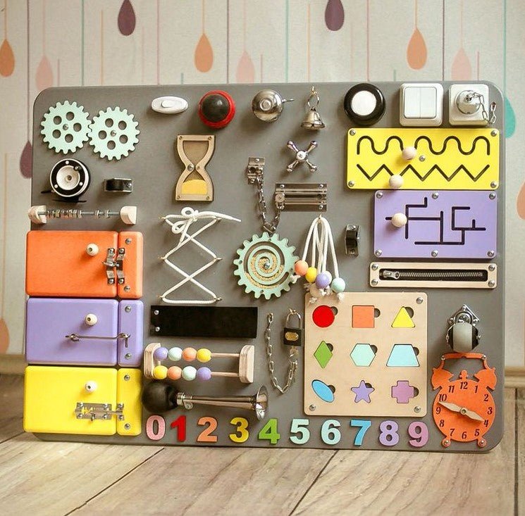 Medium Educational Busy Board for Brain and Motor Skills Development - CleverWood