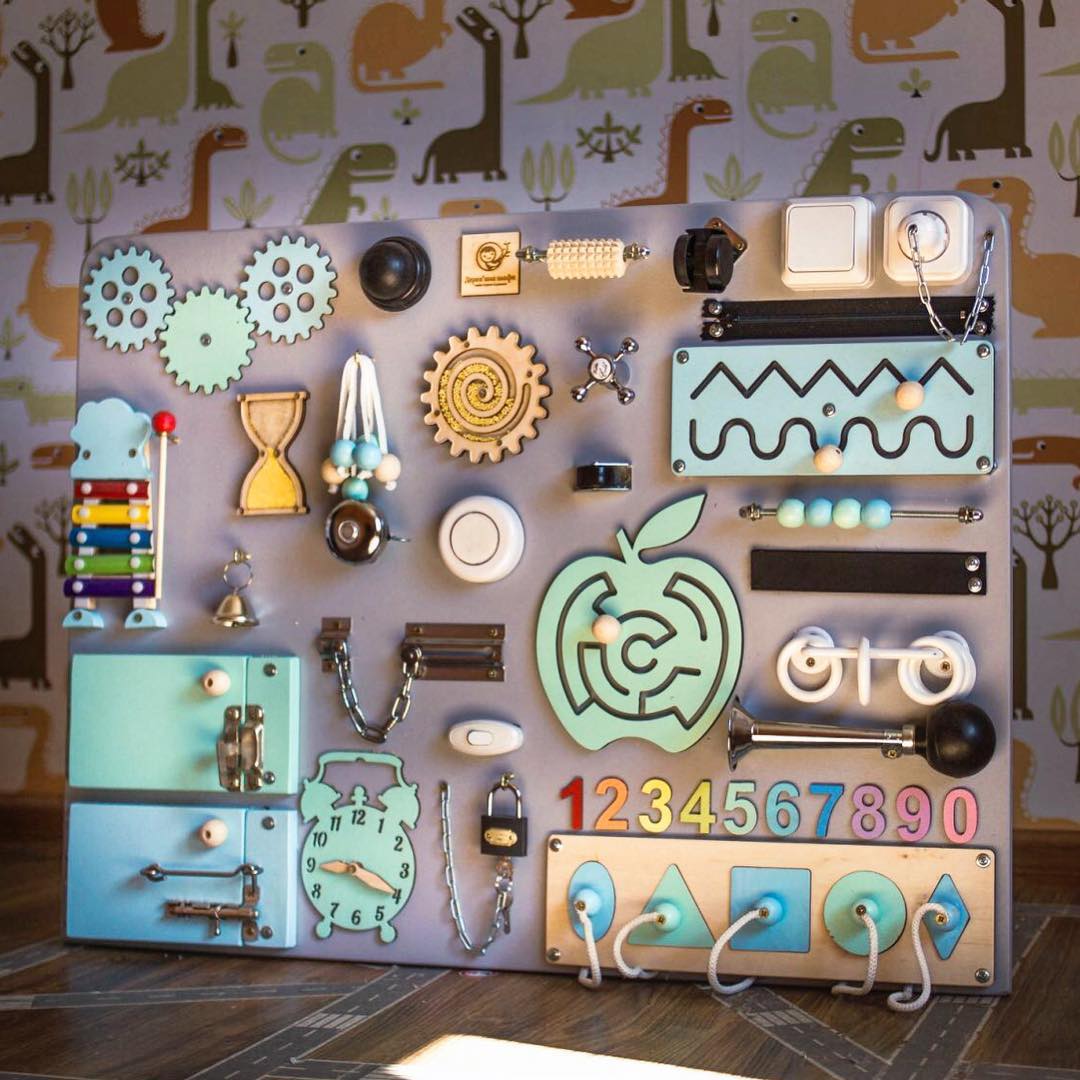 Medium Educational Busy Board for Brain and Motor Skills Development - CleverWood