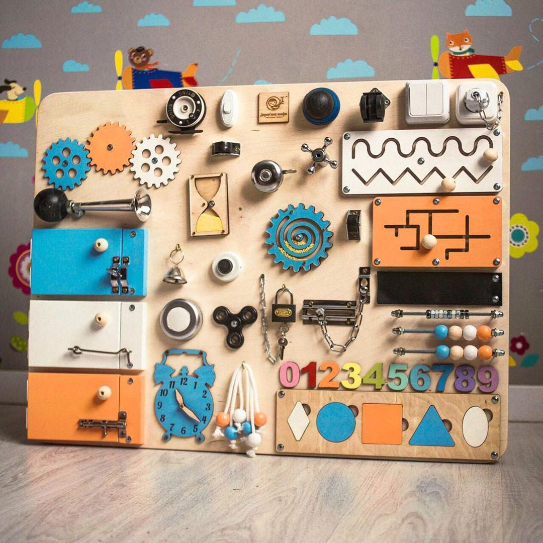 Medium Educational Busy Board for Brain and Motor Skills Development - CleverWood