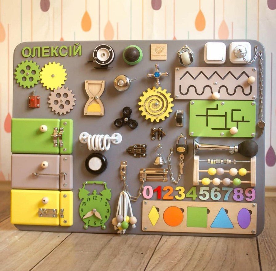 Medium Educational Busy Board for Brain and Motor Skills Development - CleverWood