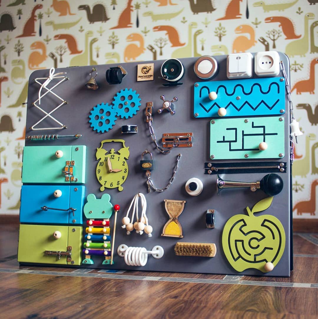 Medium Educational Busy Board for Brain and Motor Skills Development - CleverWood