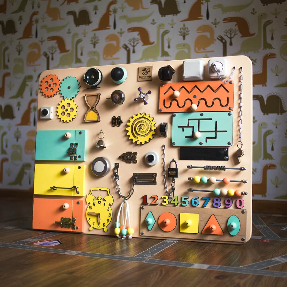 Medium Educational Busy Board for Brain and Motor Skills Development - CleverWood