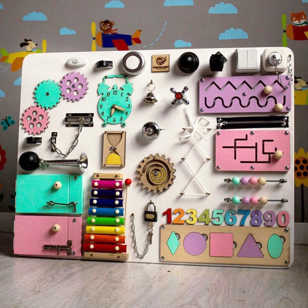Medium Educational Busy Board for Brain and Motor Skills Development - CleverWood