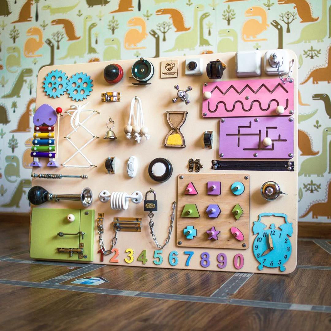Medium Educational Busy Board for Brain and Motor Skills Development - CleverWood