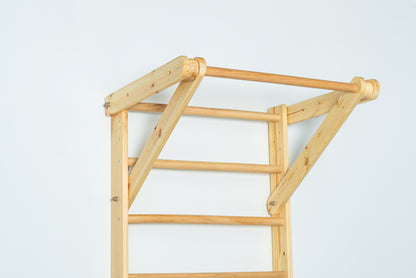 Wooden Ladder with fixed pull-up bar for kids and adults - Stall Bars for home exercises