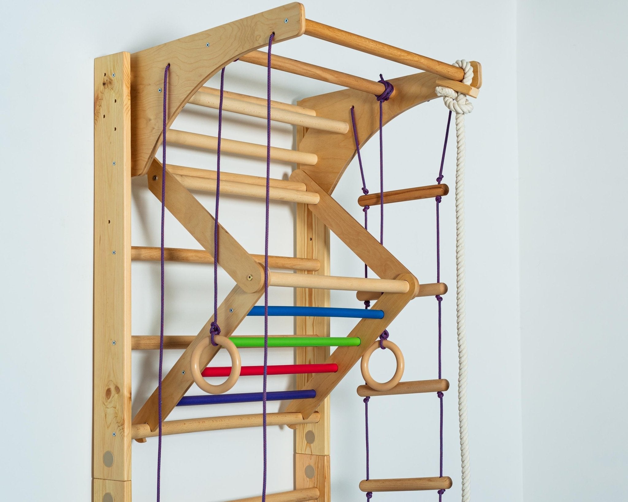 Sport Ladder with Adjustable Pull - Up Bar, Rope Attachments and Monkey Triangle - CleverWood