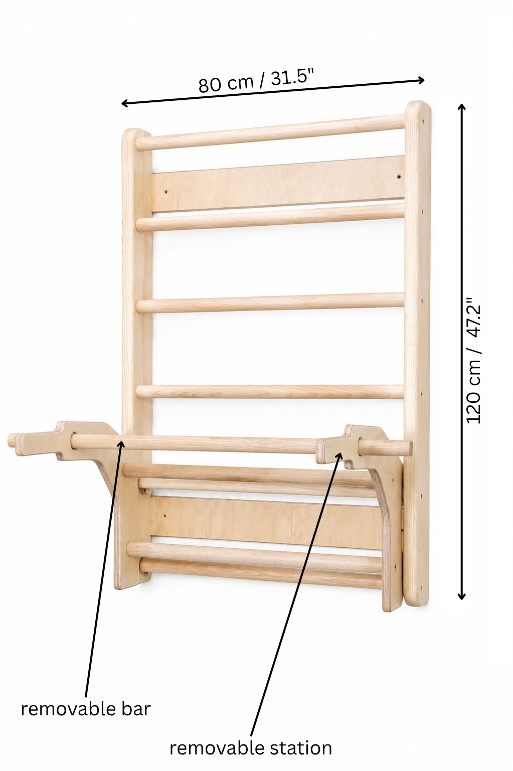 Mini Swedish Wall Ladder with Pull up Bar and Dip Bar