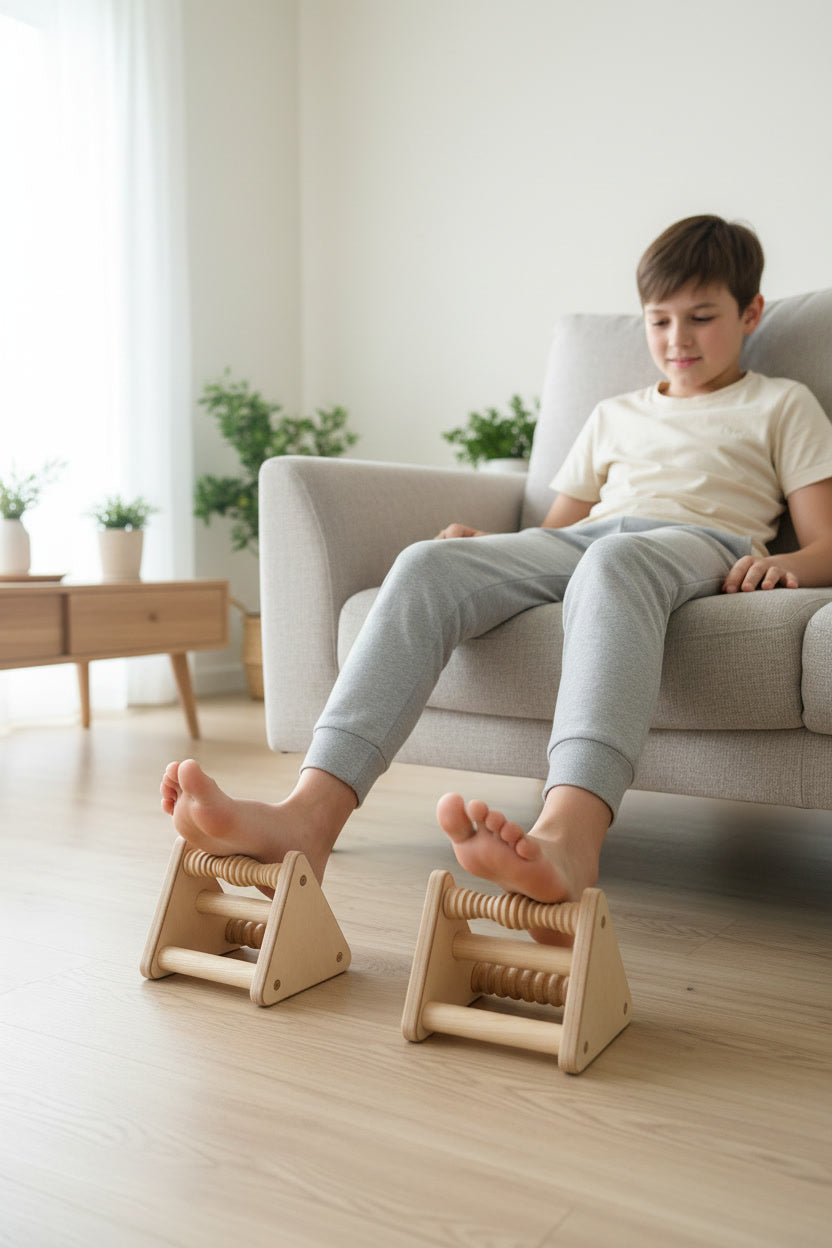 2-in-1 Wood Parallettes Push-up Bar Dip Station with Massage Bars