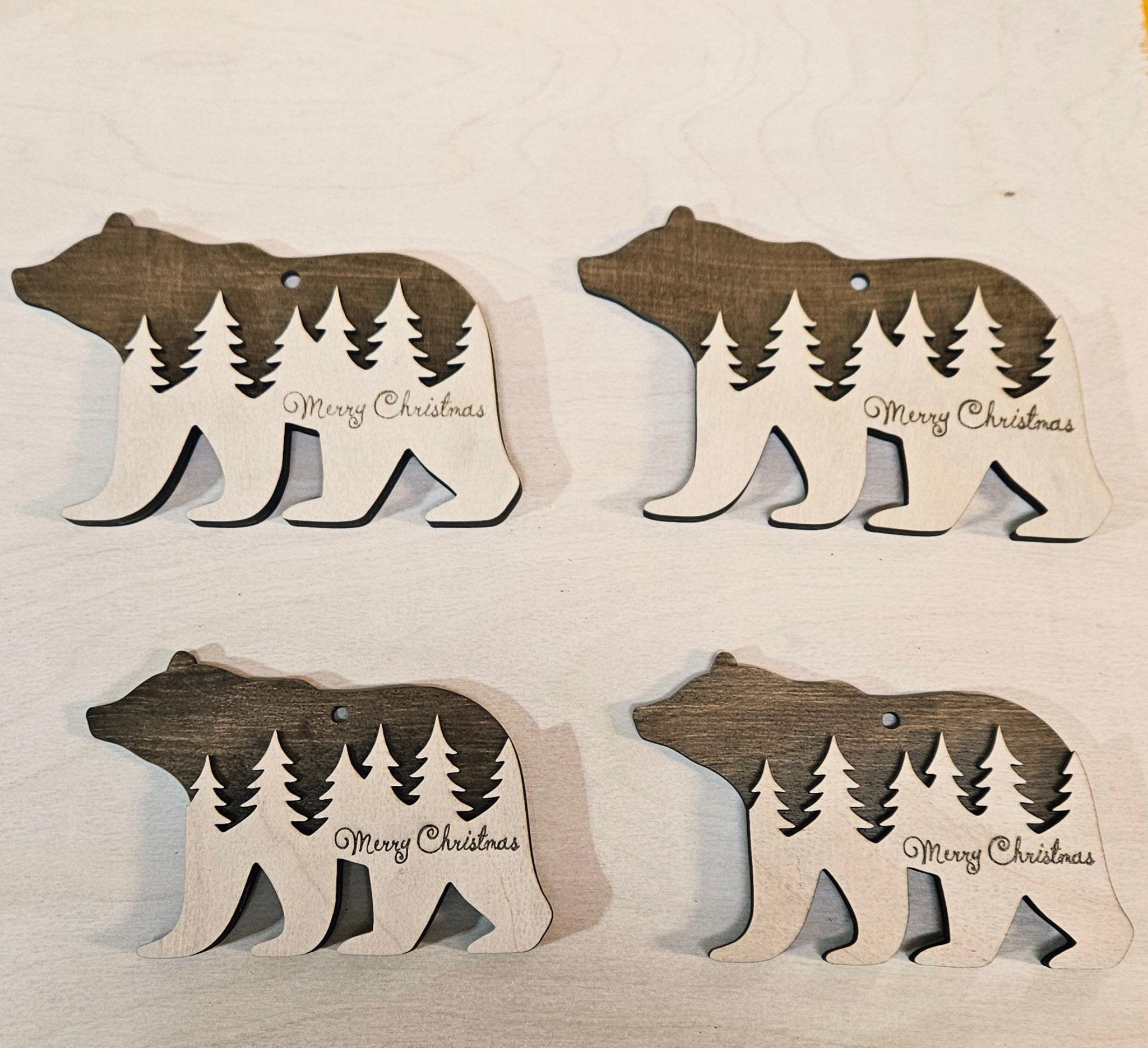 Wooden Bear Christmas Ornament – Forest Design - CleverWood