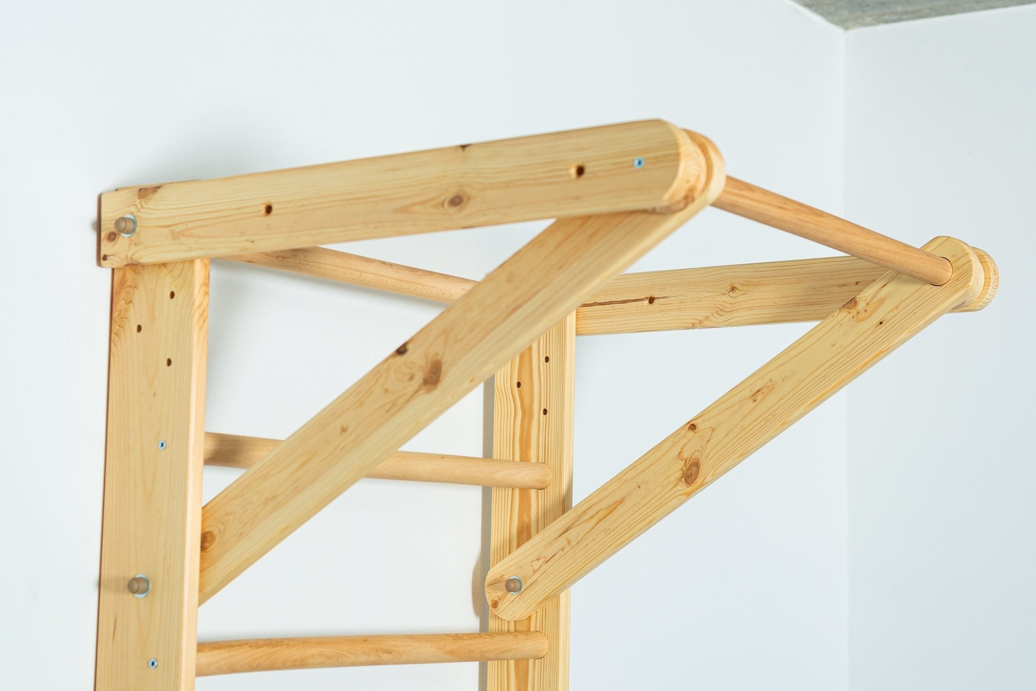 Wooden Ladder with fixed pull - up bar for kids and adults - Stall Bars for home exercises - CleverWood